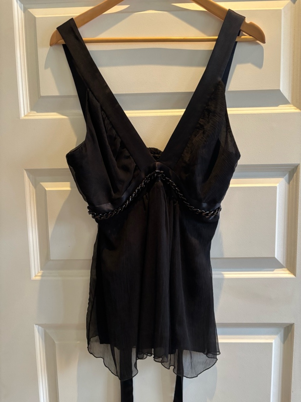 Celyn B Black Sheer Silk Babydoll Top Size 44 Italy Whimsigoth Y2K Croquette